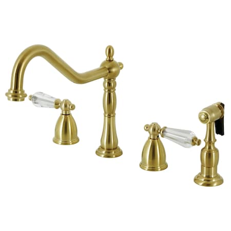 Kingston Brass Widespread Kitchen Faucet with Brass Sprayer, Brushed Brass KB1797WLLBS